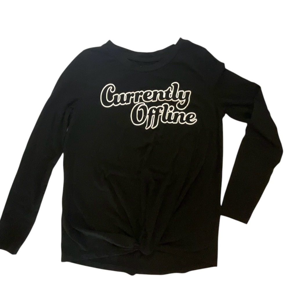 art class Black Long Sleeve Tee with White 'Currently Offline' Script